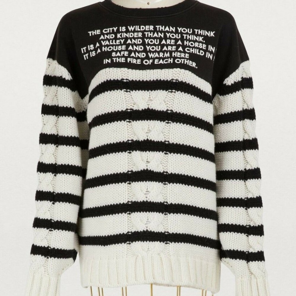 $638 EACH X OTHER Striped Sweater In Black & White SIZE S
